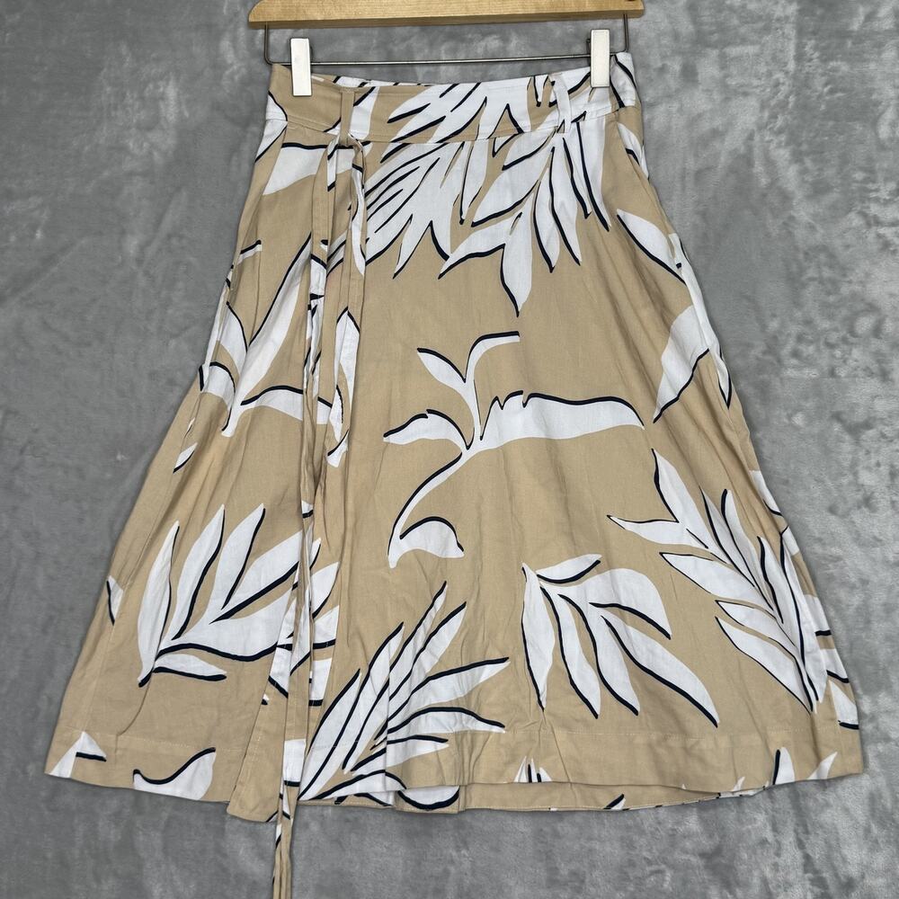LOFT Outlet Skirt Womens 00P Petite Leaf Print Belted Pockets Summer Casual Work